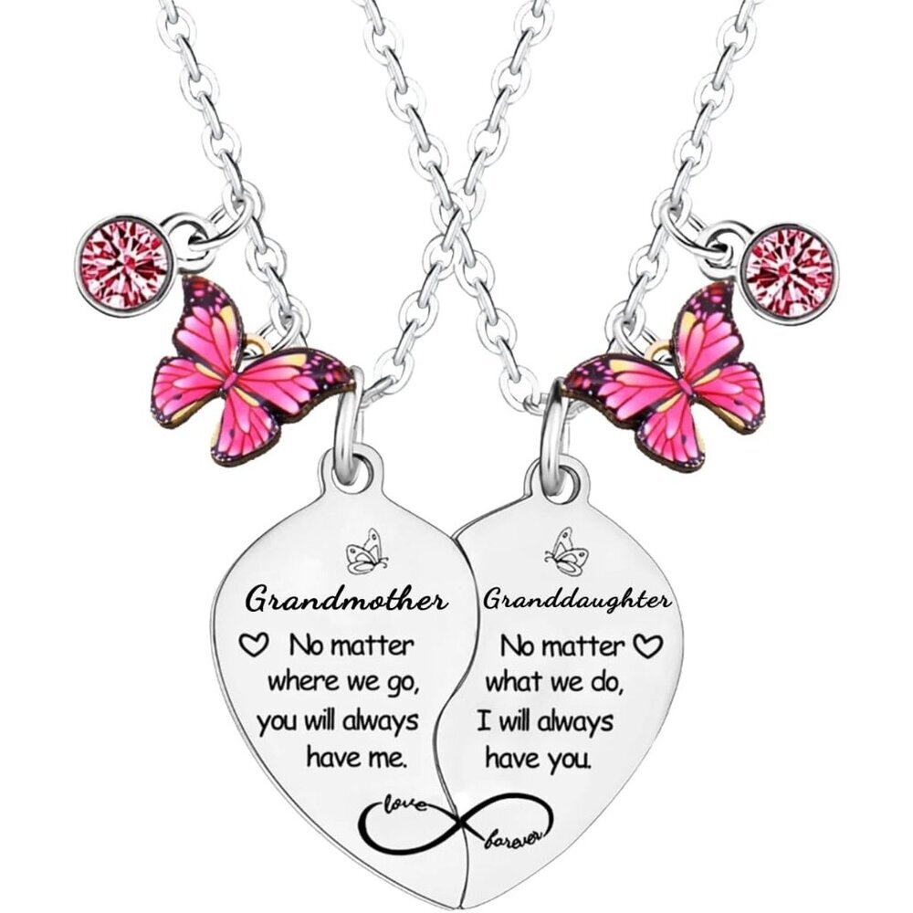 Engraved Butterfly Necklace Duo - Timeless Gifts For Grandma From Granddaughter